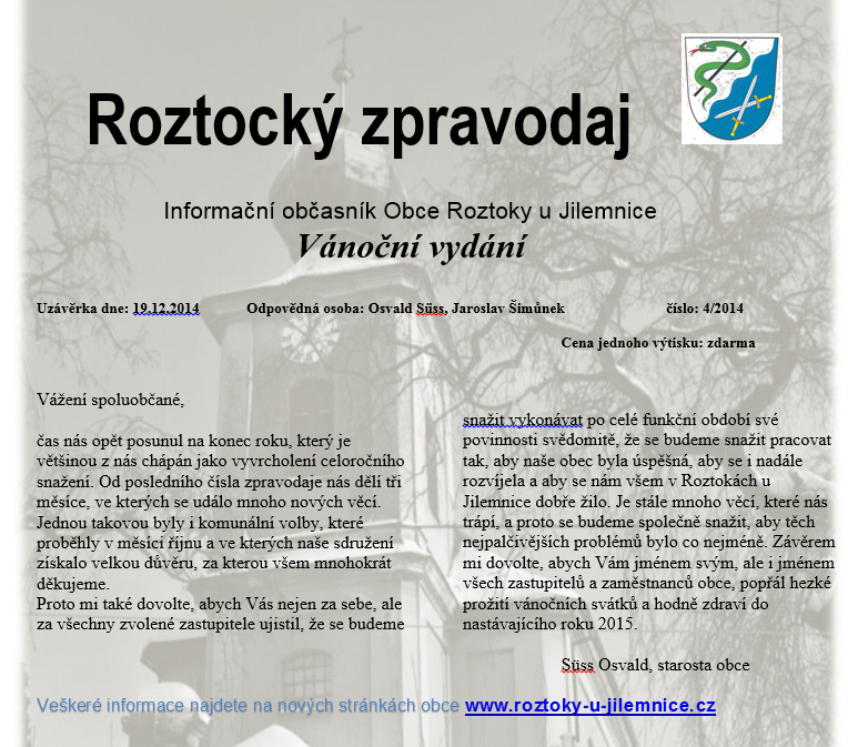 Roztocký zpravodaj 4/2014